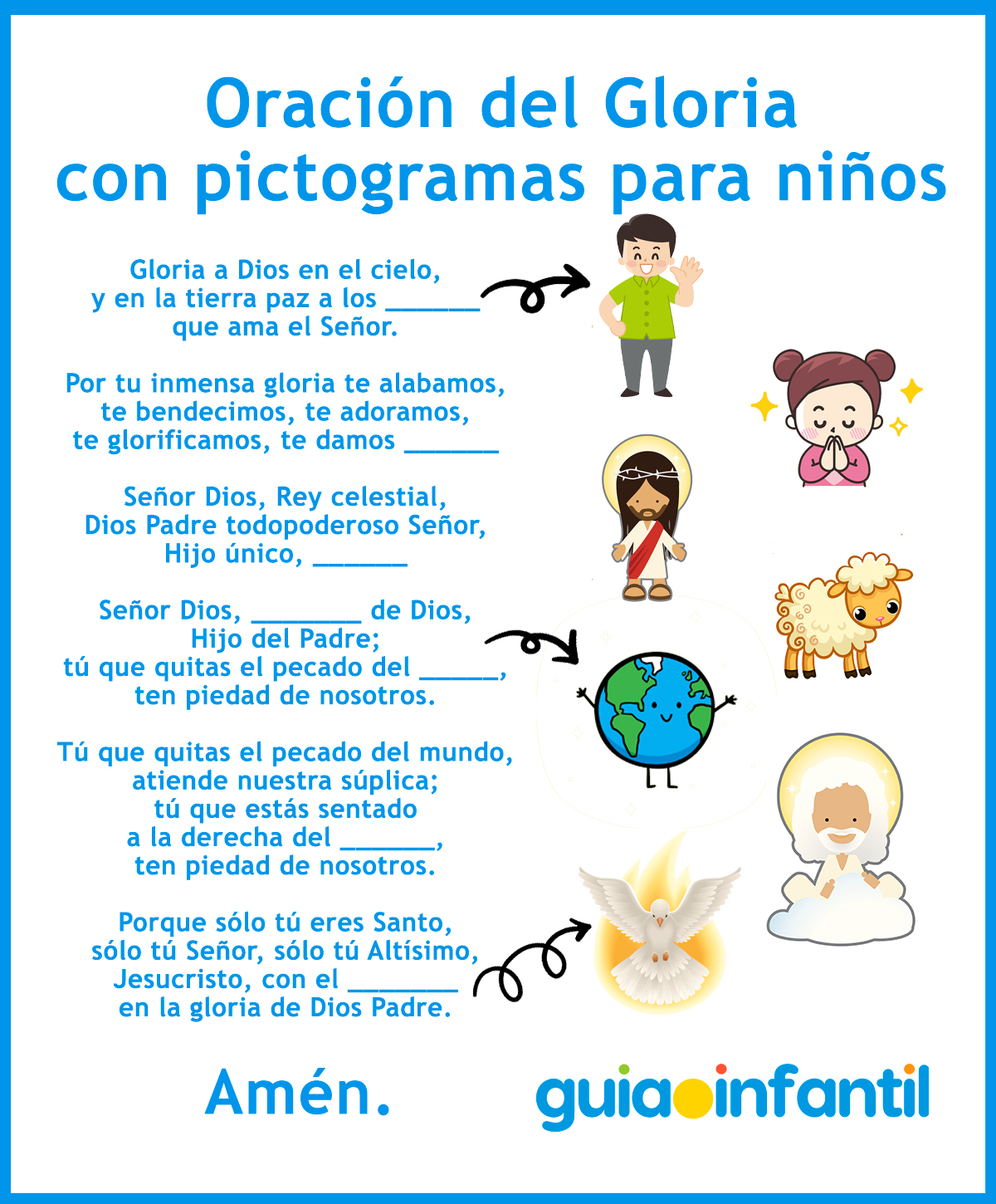 Aprendiendo la oración del Gloria con recursos educativos para niños