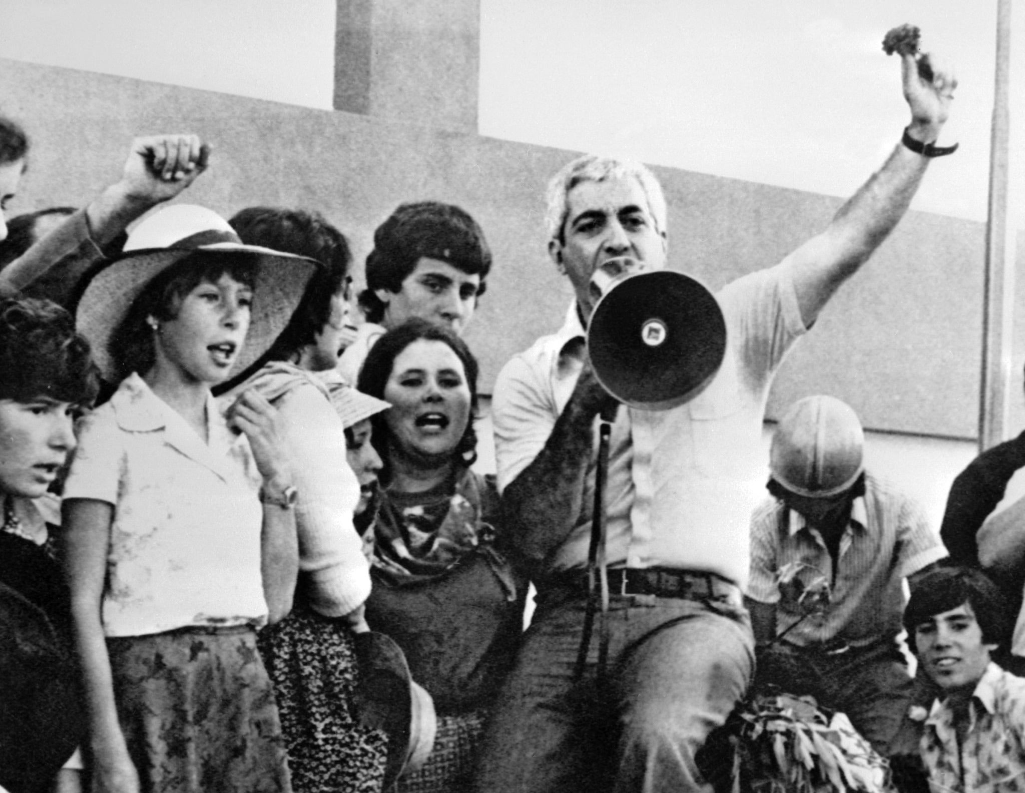 Otelo Saraiva de Carvalho, the head of the Captains’ Revolution, pictured in 1976 with a carnation in his hand