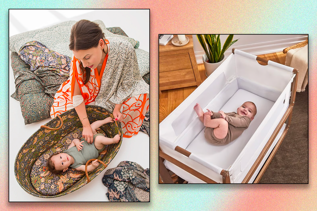 Newborns can sleep in a cot bed straight away, but Moses baskets are great if you’re short on bedside space