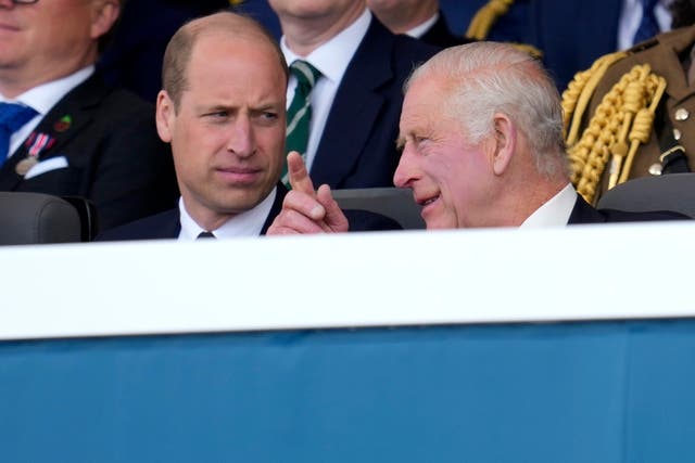 <p>The Prince of Wales with his father King Charles at a D-Day national commemoration event in Portsmouth, in June 2024</p>