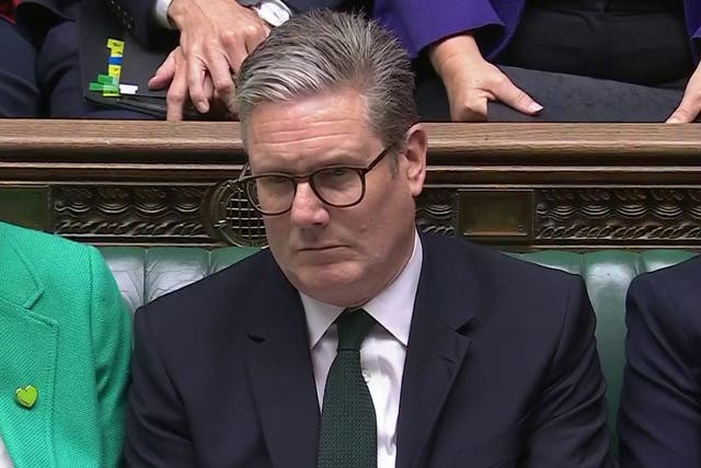 <p>Deputy Prime Minister Angela Rayner, Prime Minister Sir Keir Starmer and Chancellor of the Exchequer Rachel Reeves listening as Conservative Party leader Rishi Sunak speaks during Prime Minister’s Questions in the House of Commons (House of Commons/UK Parliament/PA)</p>