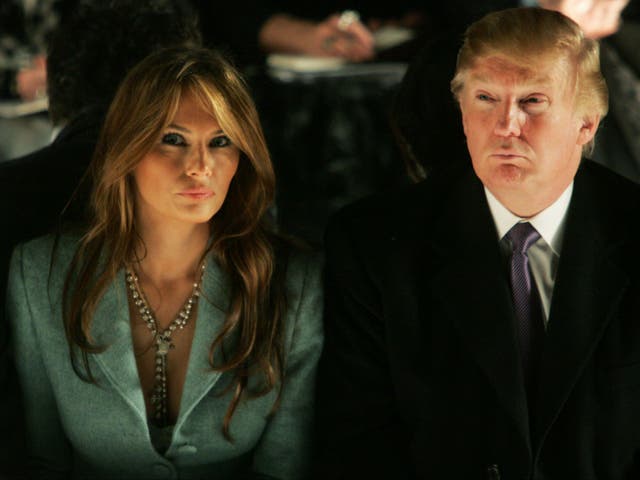 <p>Melania and Donald Trump attend the Michael Kors fall fashion show in New York City on February 9 2005</p>