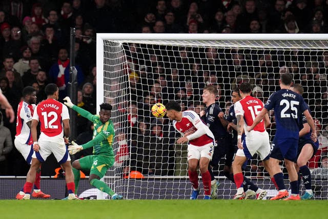 William Saliba made it 2-0 (John Walton/PA)