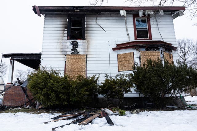 <p>The aftermath of a house fire in Grand Rapids, Mich. on Monday, Jan. 27, 2025.</p>