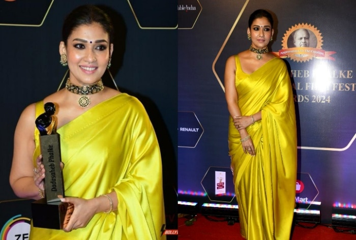 Nayanthara Stuns in Lemon Yellow Silk Saree as She Wins ‘Best Actress ...