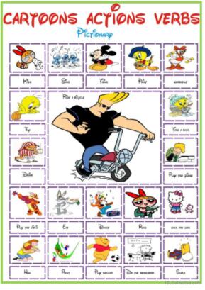 Cartoons actions verbs