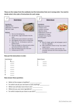 Following A Recipe Worksheet For Kids