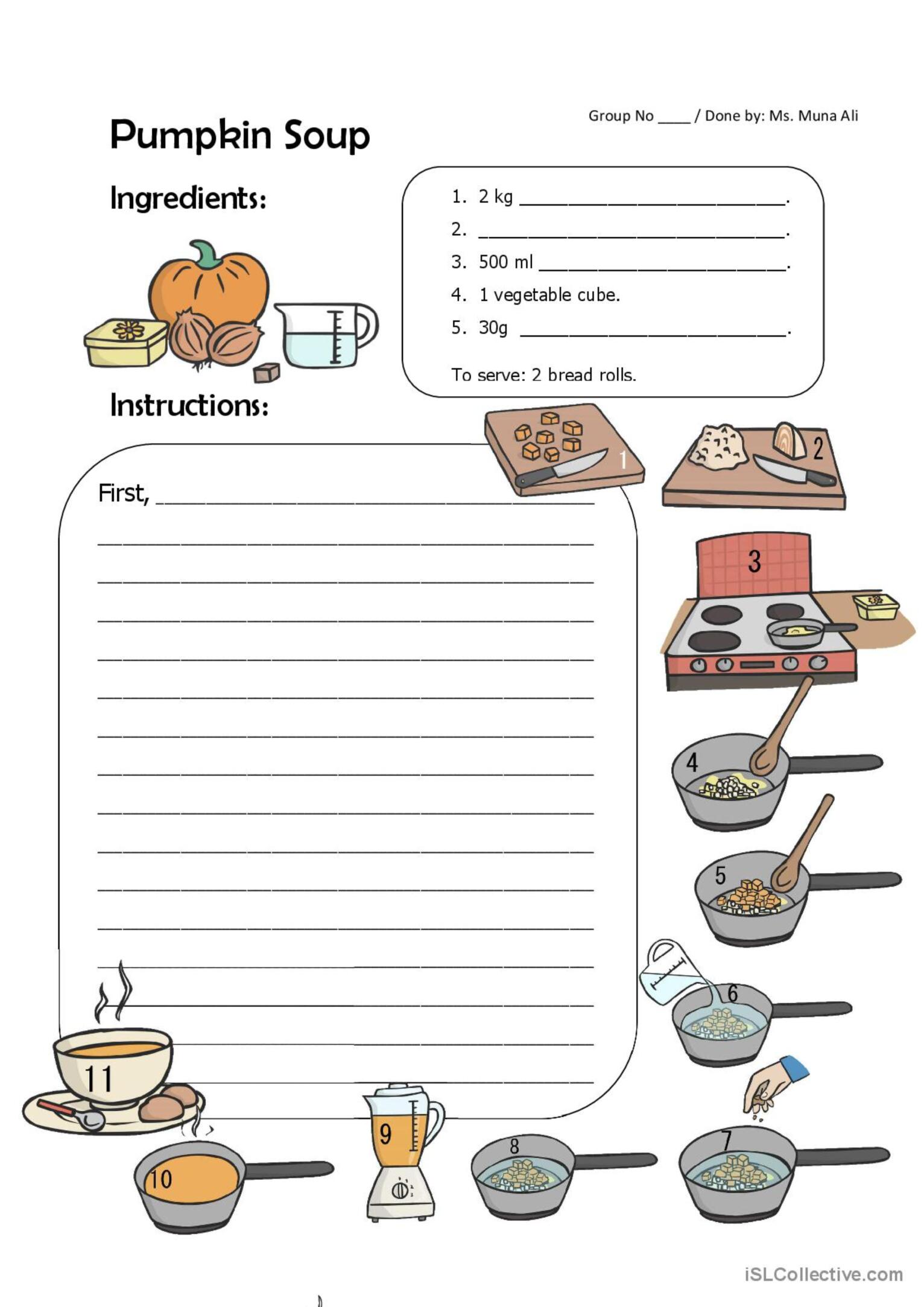 Following A Recipe Worksheet