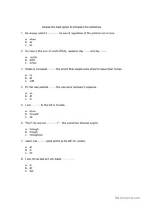 Advanced prepositions 