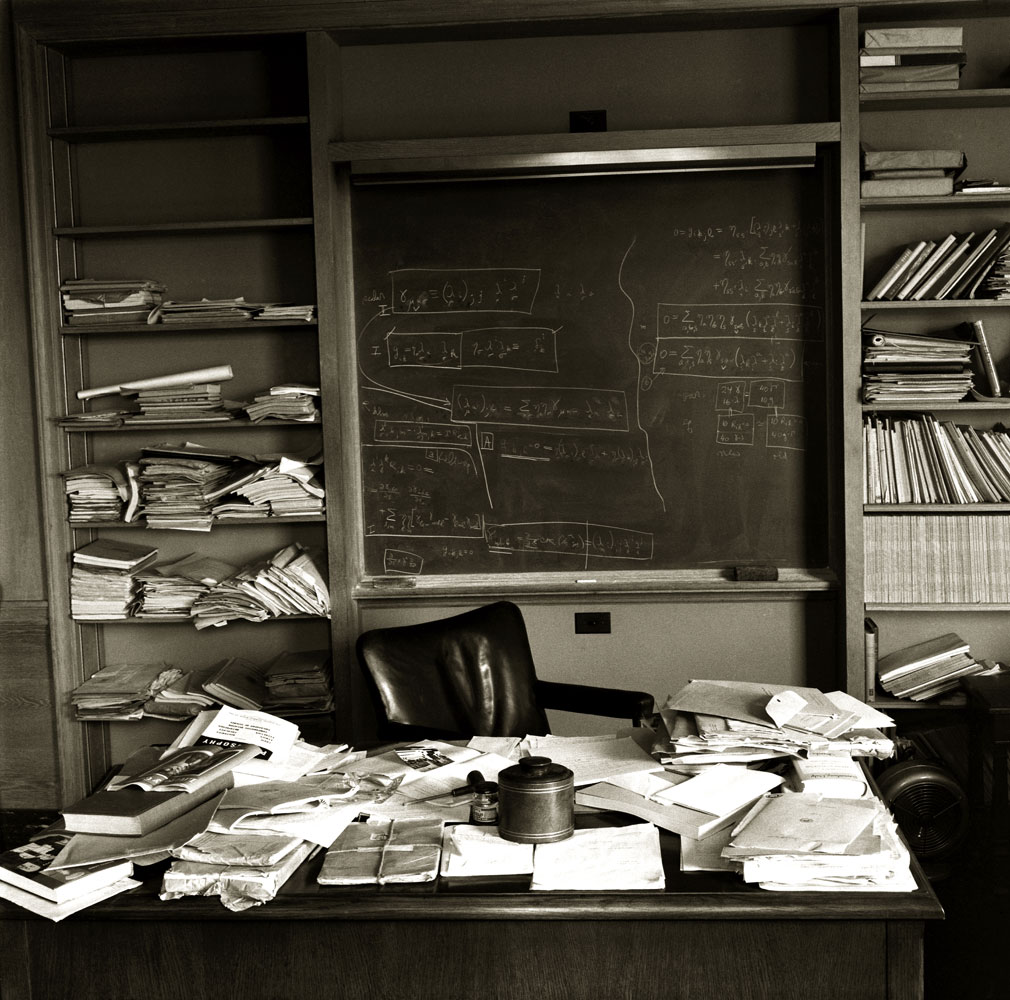 Albert Einstein's office - just as the Nobel Prize-winning physicist left it - taken mere hours after Einstein died, Princeton, New Jersey, April 1955.