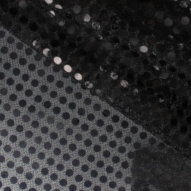 Coupon 100 cm x 105 cm Tissu paillettes 6mm noir