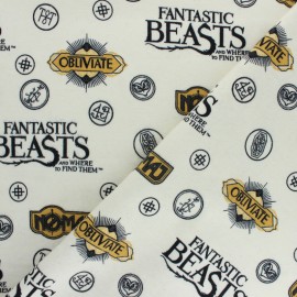 Coupon 100 cm x 110 cm Tissu Flanelle Fantastic Beasts - écru