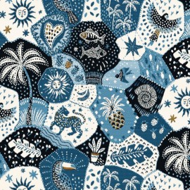 Tissu jacquard Toucan - bleu