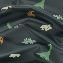 Tissu enduit spécial ciré Dinosaures - vert foncé