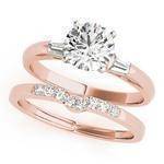 Classic Baguette & Round Cut Diamond Bridal Set in Rose Gold