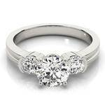 Three Stone Diamond Engagement Ring, Semi Bezel