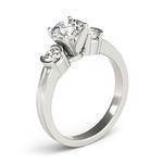 Three Stone Diamond Engagement Ring, Semi Bezel