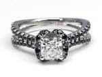 Princess Cut Diamond Engagement Ring Black Diamond Band