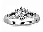 Black & White Diamond Cathedral Engagement Ring in White Gold