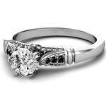 Black & White Diamond Cathedral Engagement Ring in White Gold