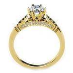 Black & White Diamond Cathedral Engagement Ring Yellow Gold