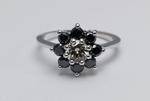 Black Diamond Floral Engagement Ring