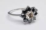 Black Diamond Floral Engagement Ring