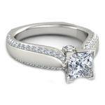 Cathedral Tapered Pave Band Engagement Ring