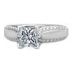 Cathedral Tapered Pave Band Engagement Ring