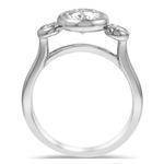 Classic Three Stone Bezel Cathedral Diamond Engagement Ring