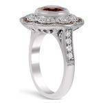 Large Halo Diamond & Ruby Art Deco Engagement Ring