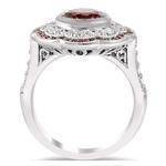 Large Halo Diamond & Ruby Art Deco Engagement Ring