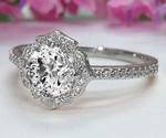 Scalloped Diamond Halo Engagement Ring