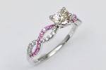 Heart Shape Diamond & Pink Sapphire Infinity Engagement Ring