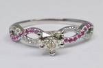 Heart Shape Diamond & Pink Sapphire Infinity Engagement Ring