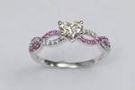 Heart Shape Diamond & Pink Sapphire Infinity Engagement Ring