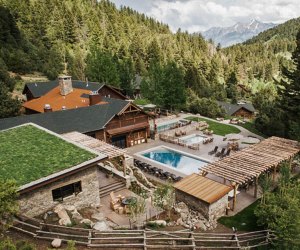 Relax by the pool after a day of riding at the Mountain Sky resort in Montana.