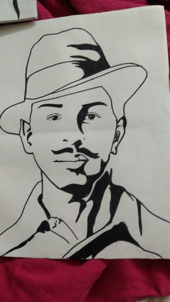 Pencil drawing of Bhagat Singh India NCC