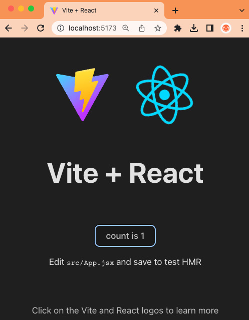 Figure 1.5 – Our first React app running with Vite