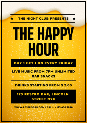 Happy hour club advertisement poster template