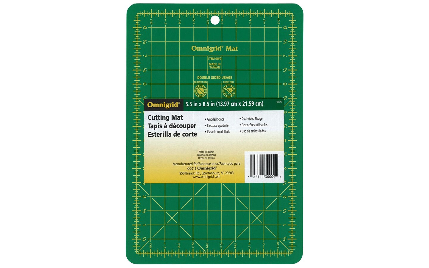 Omnigrid Cutting Mat 5.5x8.5&#x22; Green/Grey w/Grid