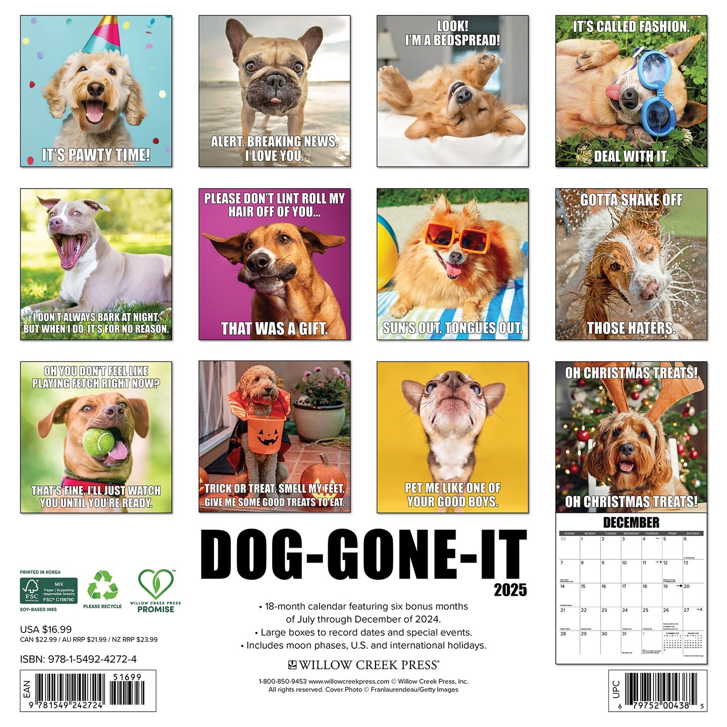 Dog-Gone-It 2025 Wall Calendar