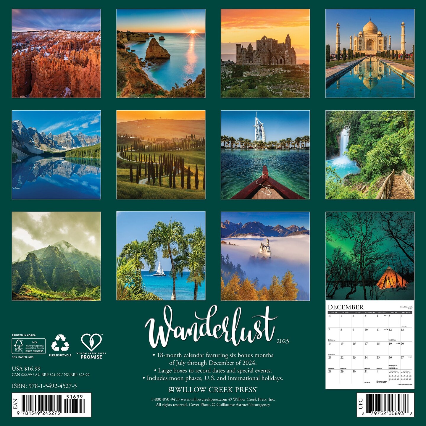 Wanderlust 2025 Wall Calendar