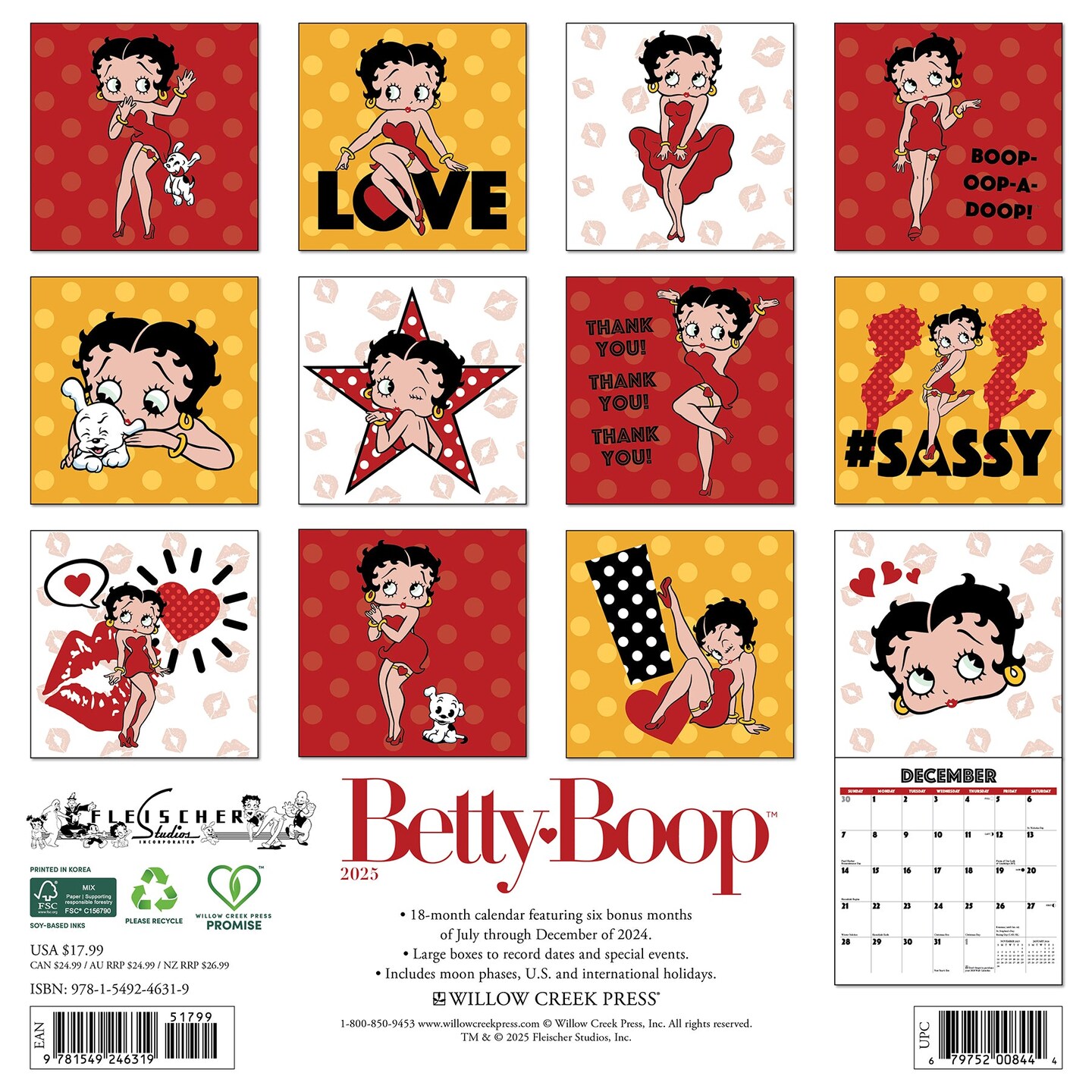 Betty Boop 2025 Wall Calendar