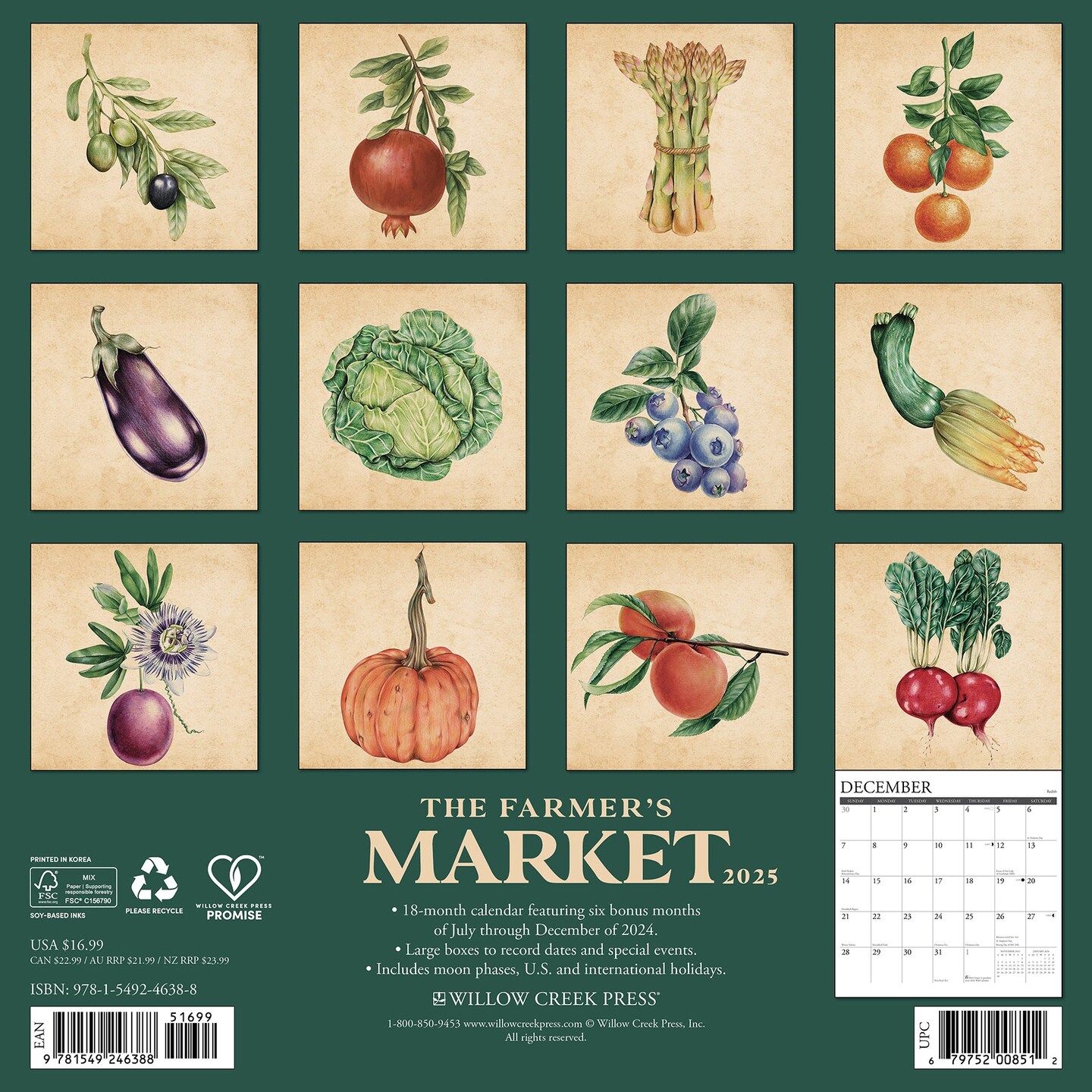 Farmer&#x27;s Market 2025 Wall Calendar