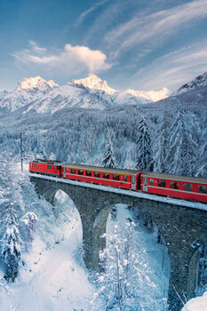 Illustrazione Bernina Express train in the snowy