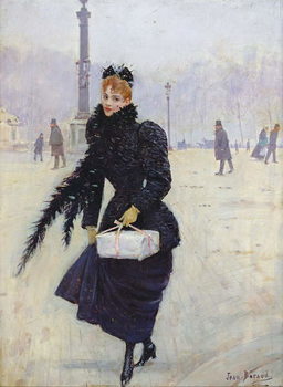 Riproduzione Parisian woman in the Place de la Concorde, c.1890