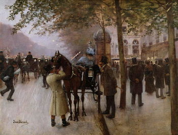 Riproduzione The Boulevards, Evening in Front of the Cafe Napolitain, late 19th century