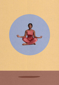 Illustrazione woman meditating sitting crosslegged