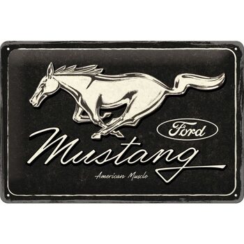 Blechschild Ford - Mustang - Logo Black